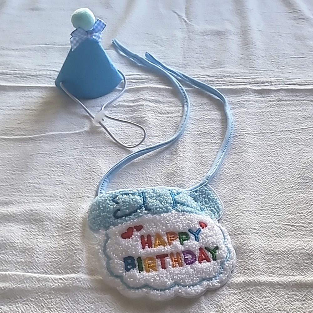 Brand new 2pcs Pet Birthday Celebration Set Blue/One size Cats/ Small dogs